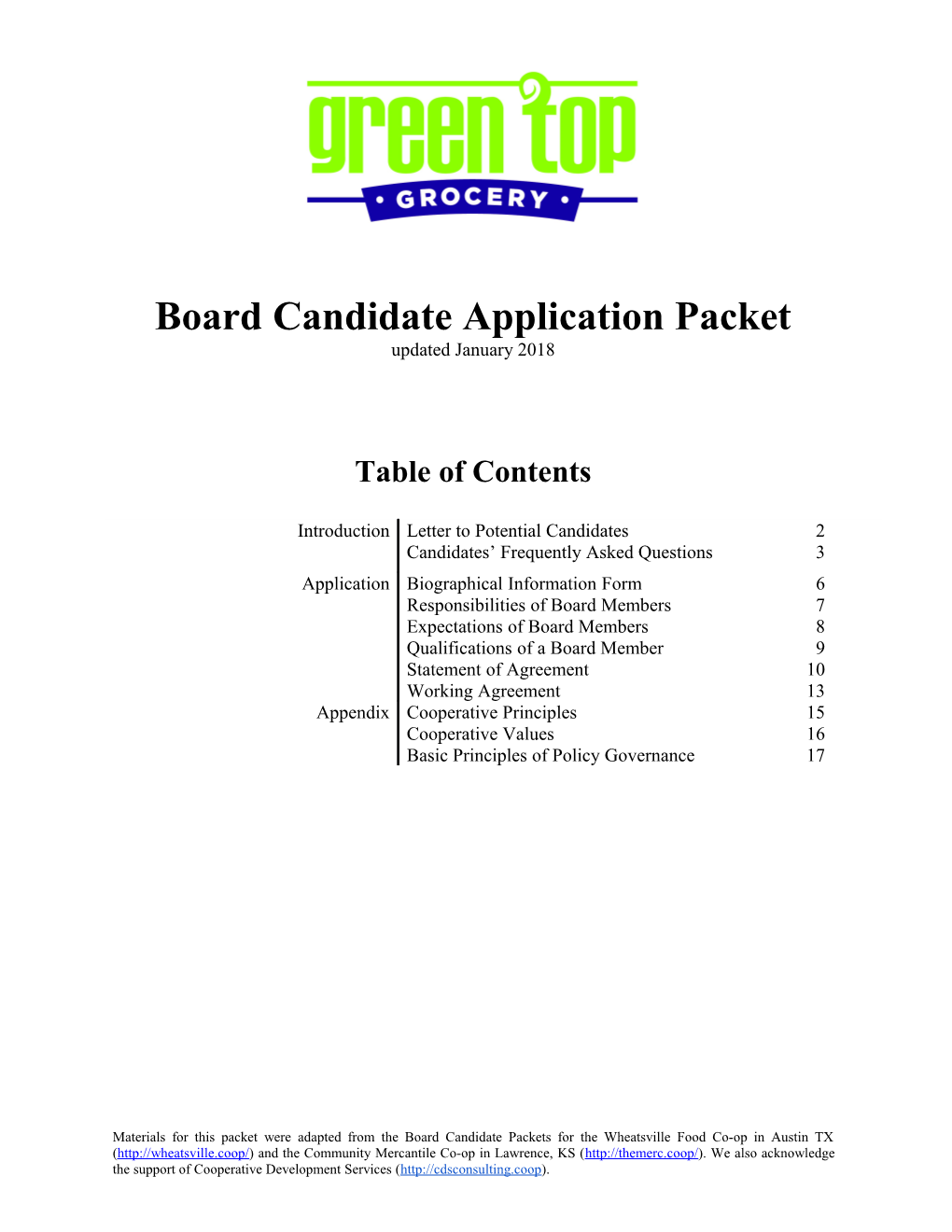 Board Candidate Application Packet