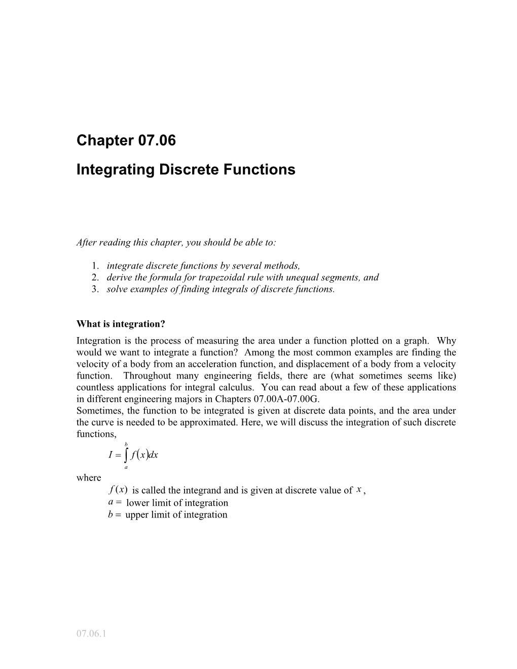Integration of Discrete Function