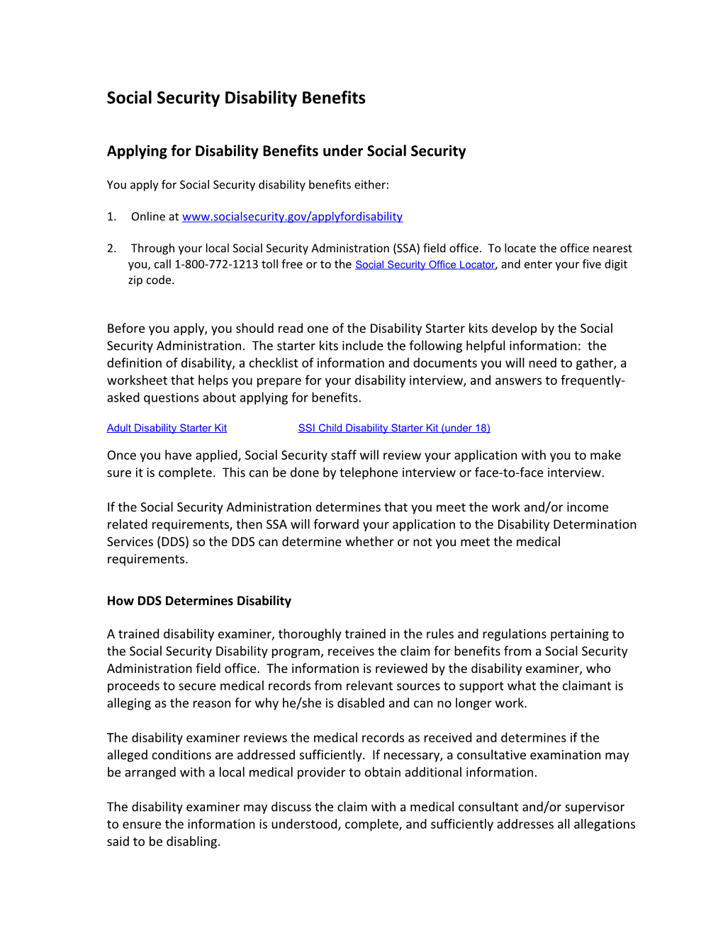 Applying for Disability Benefits Under Social Security
