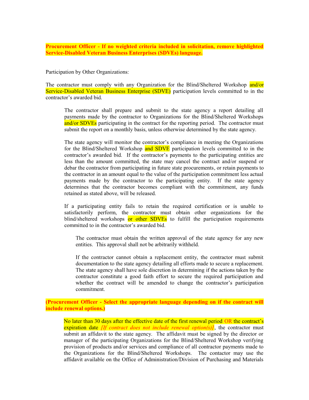 GCR 415 Use for Any RFP Containing Subjective Evaluation Criteria