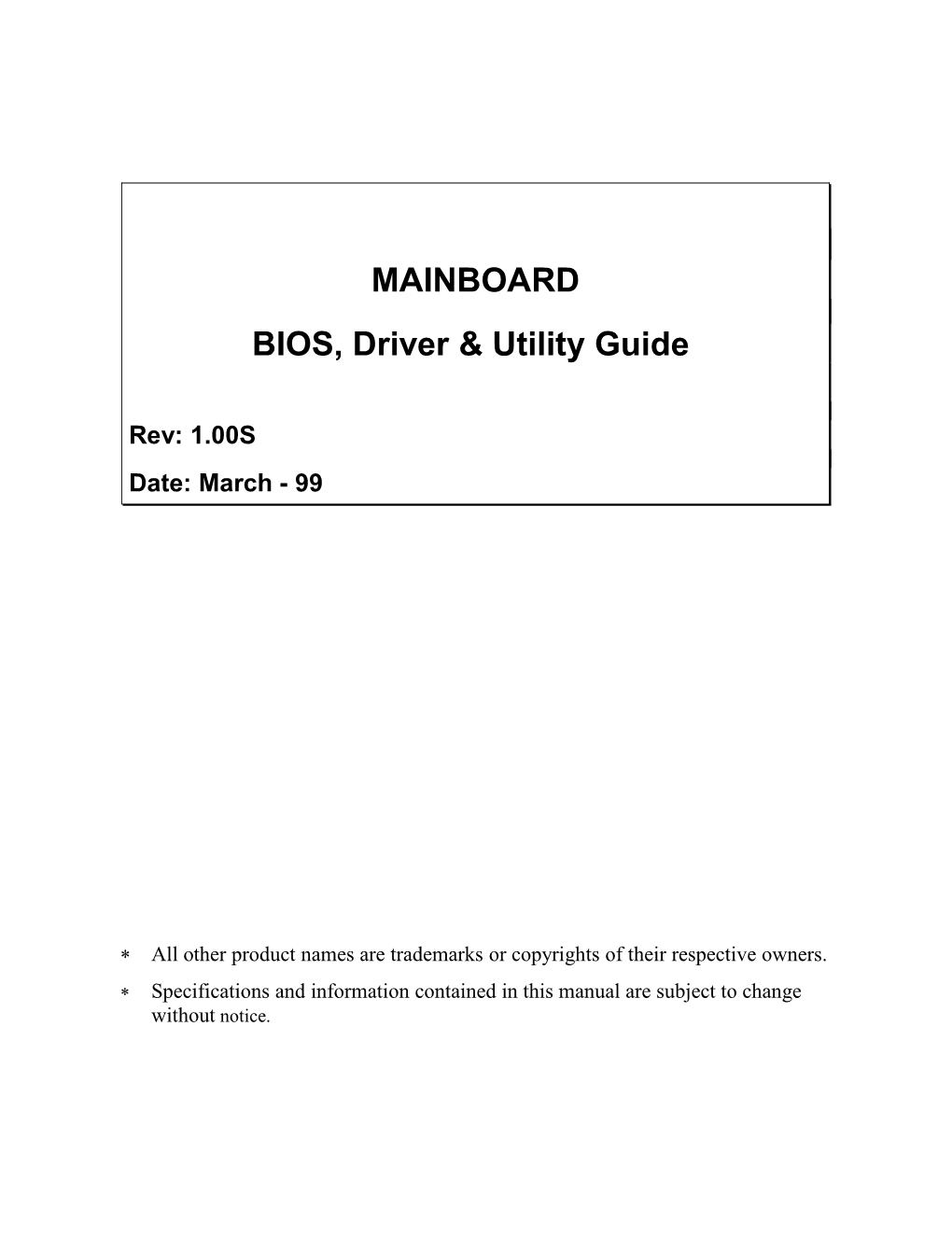 BIOS, Driver & Utility Guide