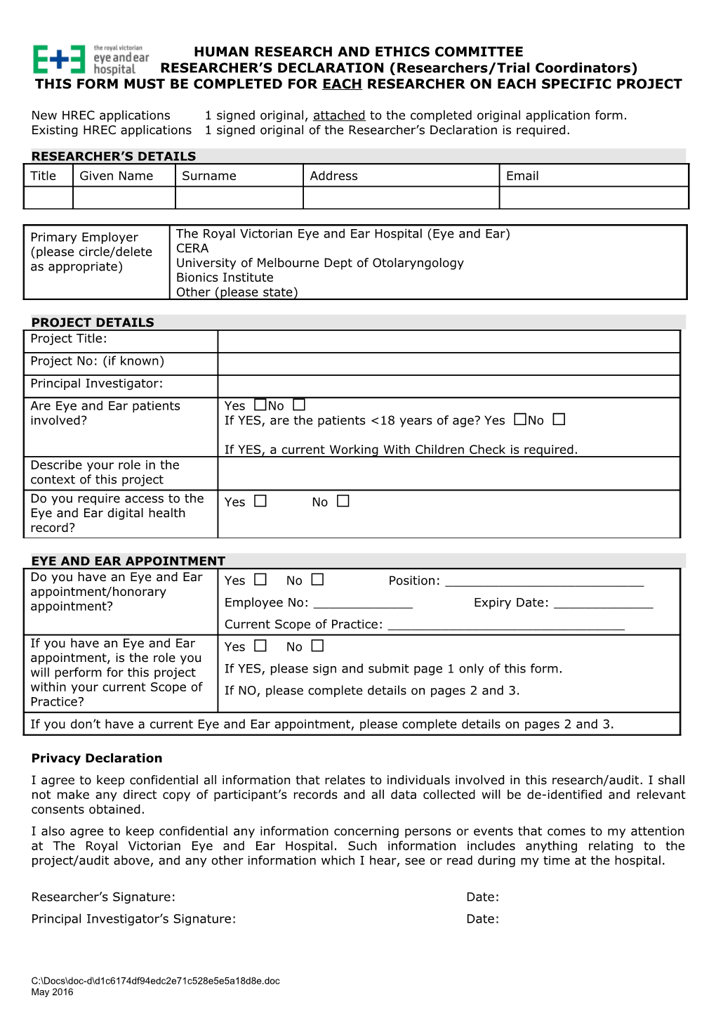 APPENDIX 1 Pjoect Personnel Detail Form