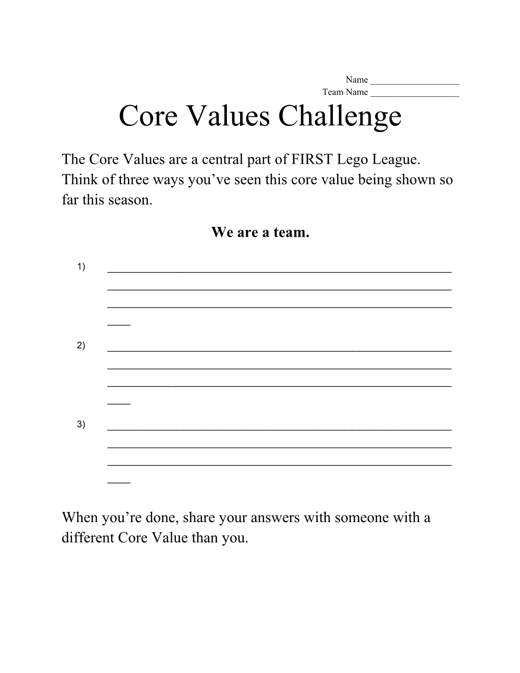 Core Values Challenge