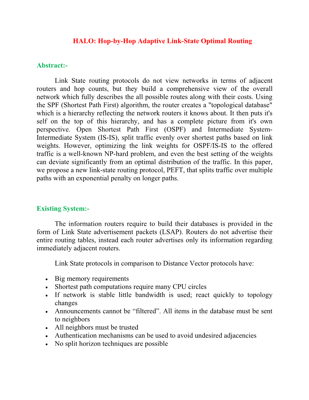 HALO: Hop-By-Hop Adaptive Link-State Optimal Routing