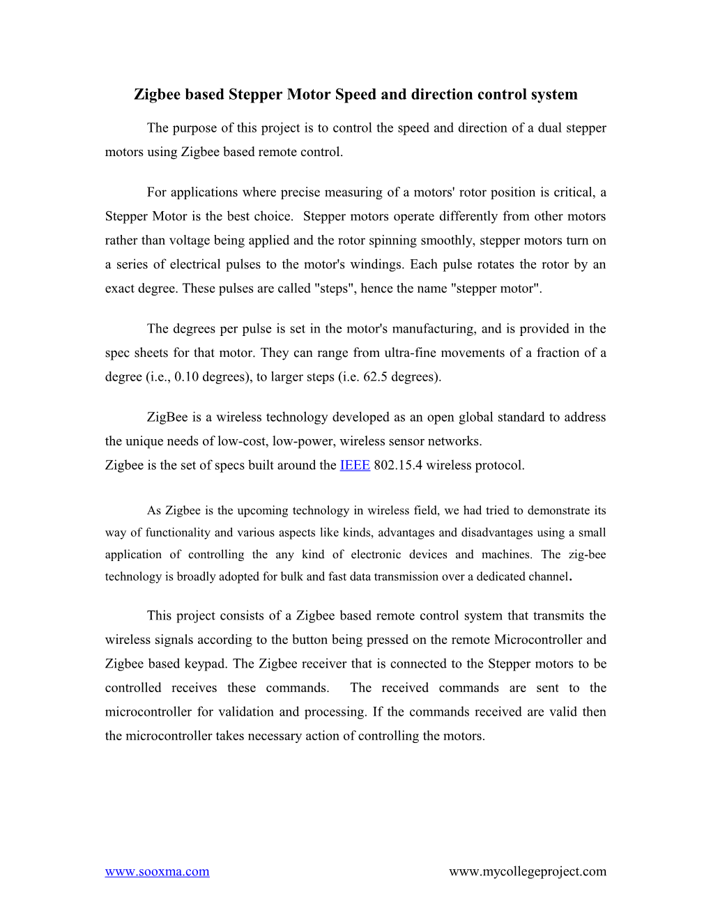 Zigbee Based Stepper Motor Speed and Direction Control System