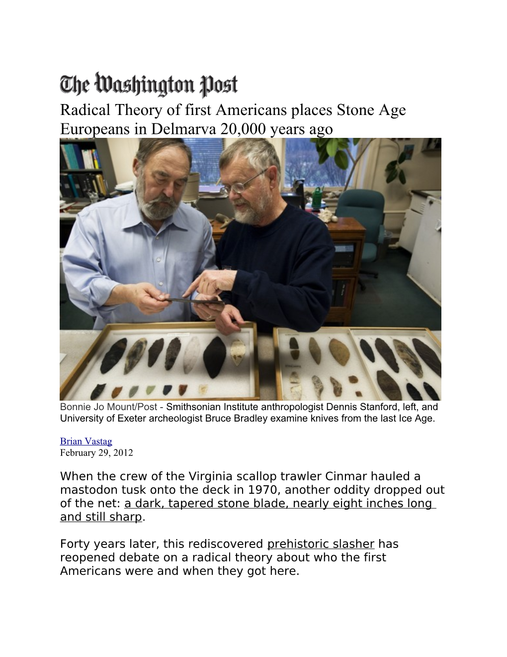 Radical Theory of First Americans Places Stone Age Europeans in Delmarva 20,000 Years Ago