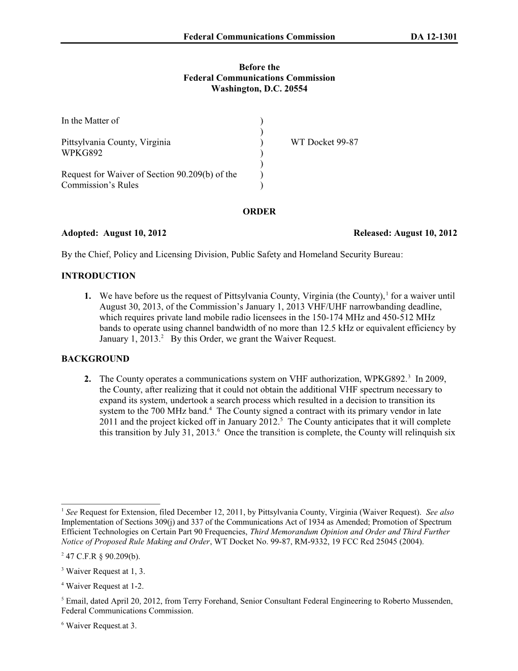 Federal Communications Commissionda 12-1301