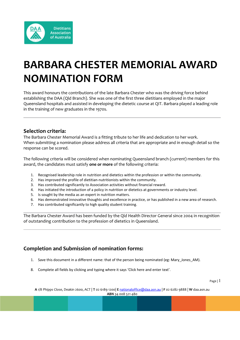 Barbara Chester Memorial Award