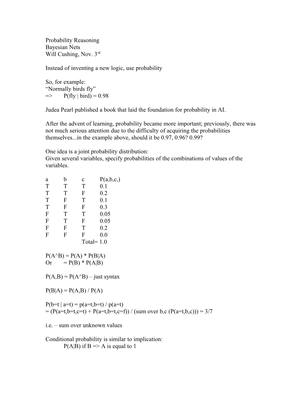 Probability Reasoning