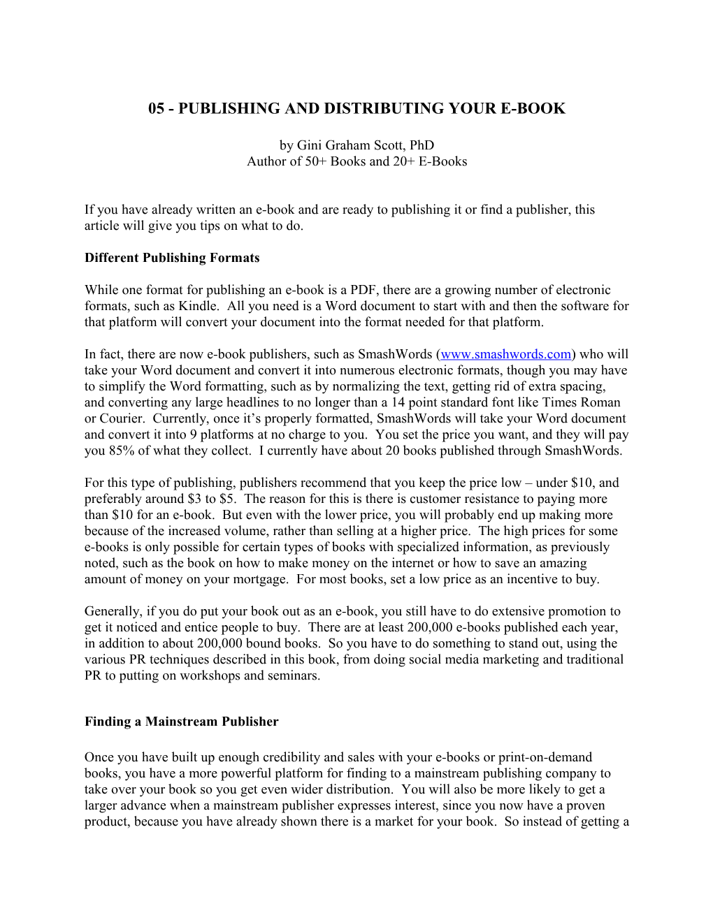 Publishing and Distributing Your E-Book