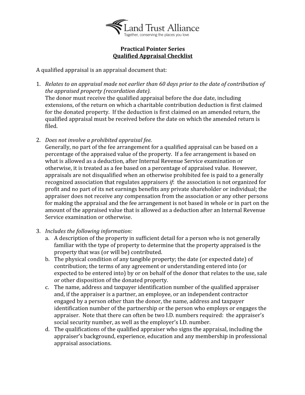 Qualified Appraisal Checklist