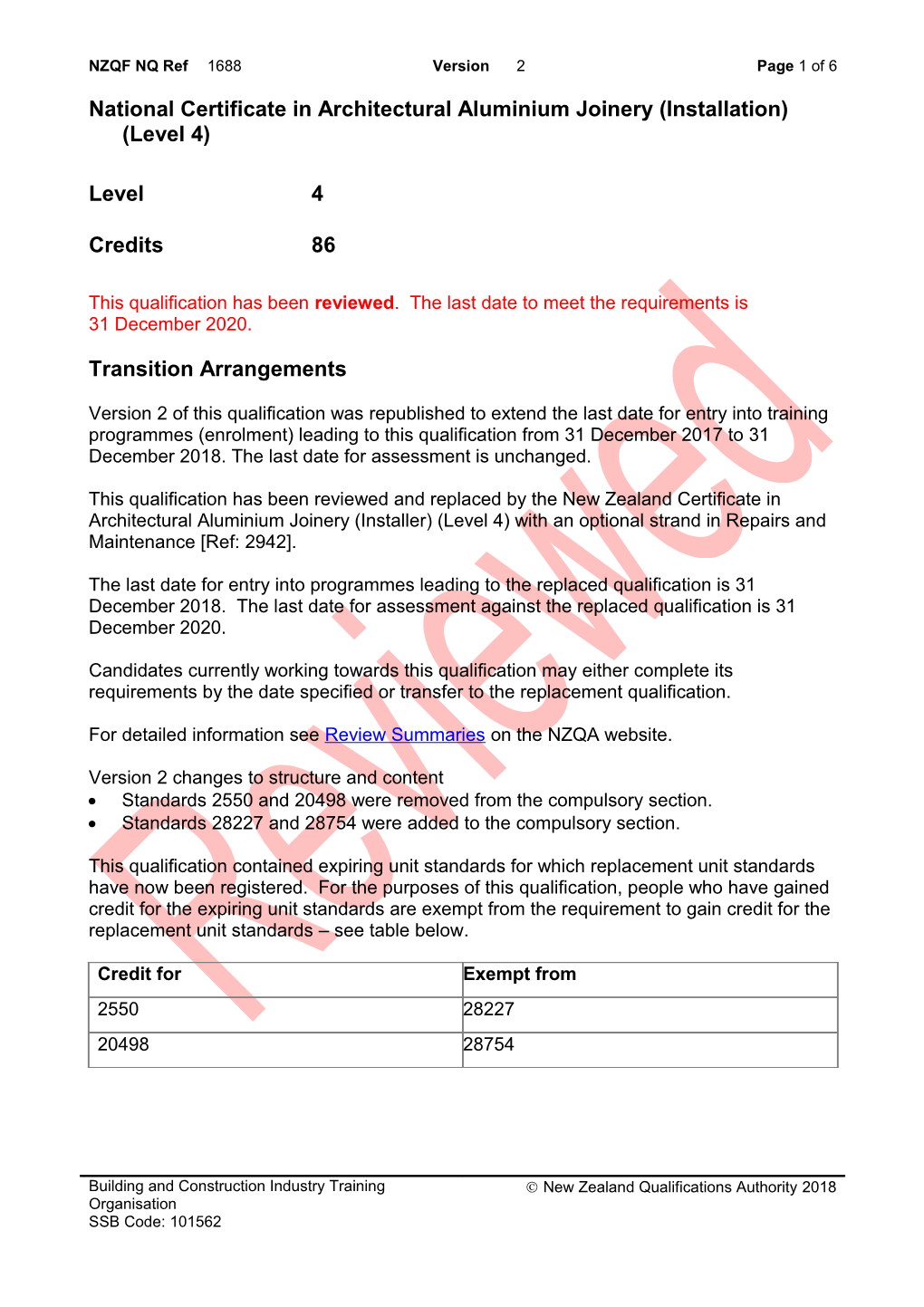 1688 National Certificate in Architectural Aluminium Joinery (Installation) (Level 4)