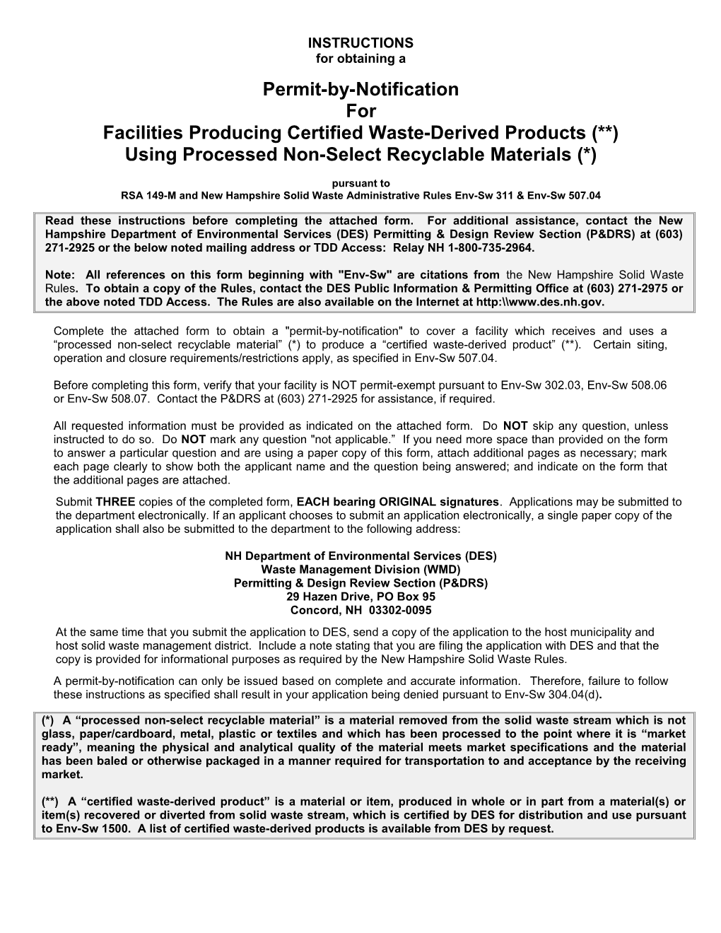 Facilities Producing Certified Waste-Derived Products ( )