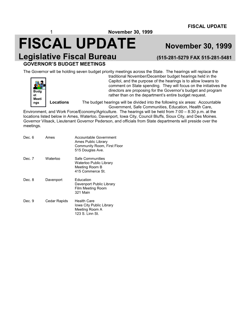 Legislative Fiscal Bureau(515-281-5279 FAX 515-281-5481