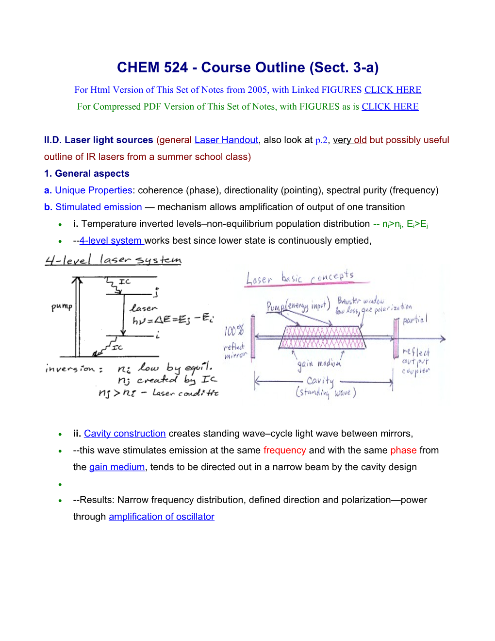 CHEM 524 - Course Outline (Sect. 3-A)