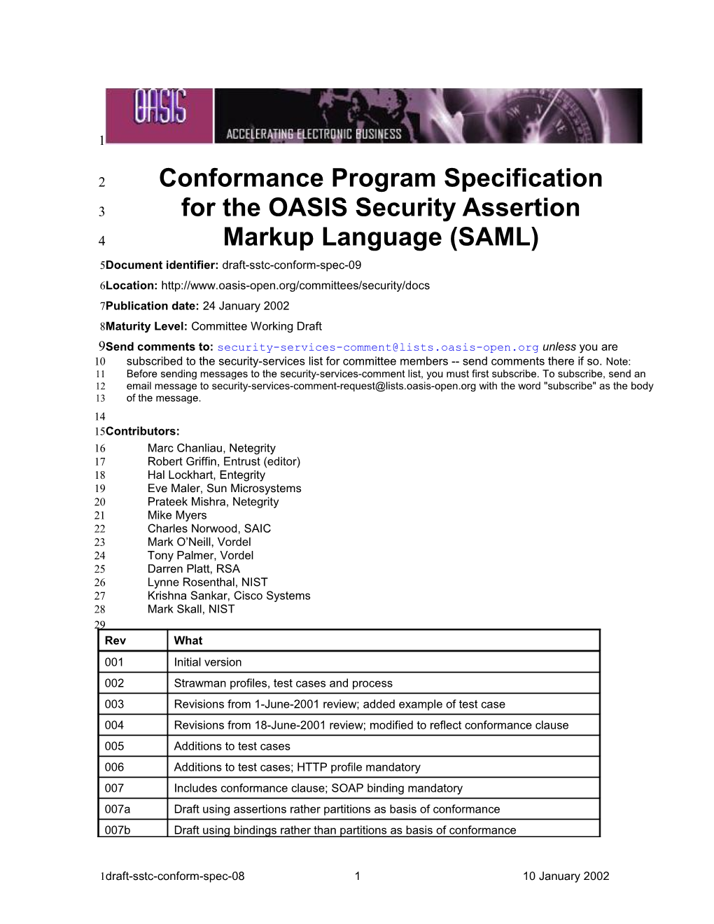 Conformance Program Specification for the OASIS Security Assertion Markup Language (SAML)