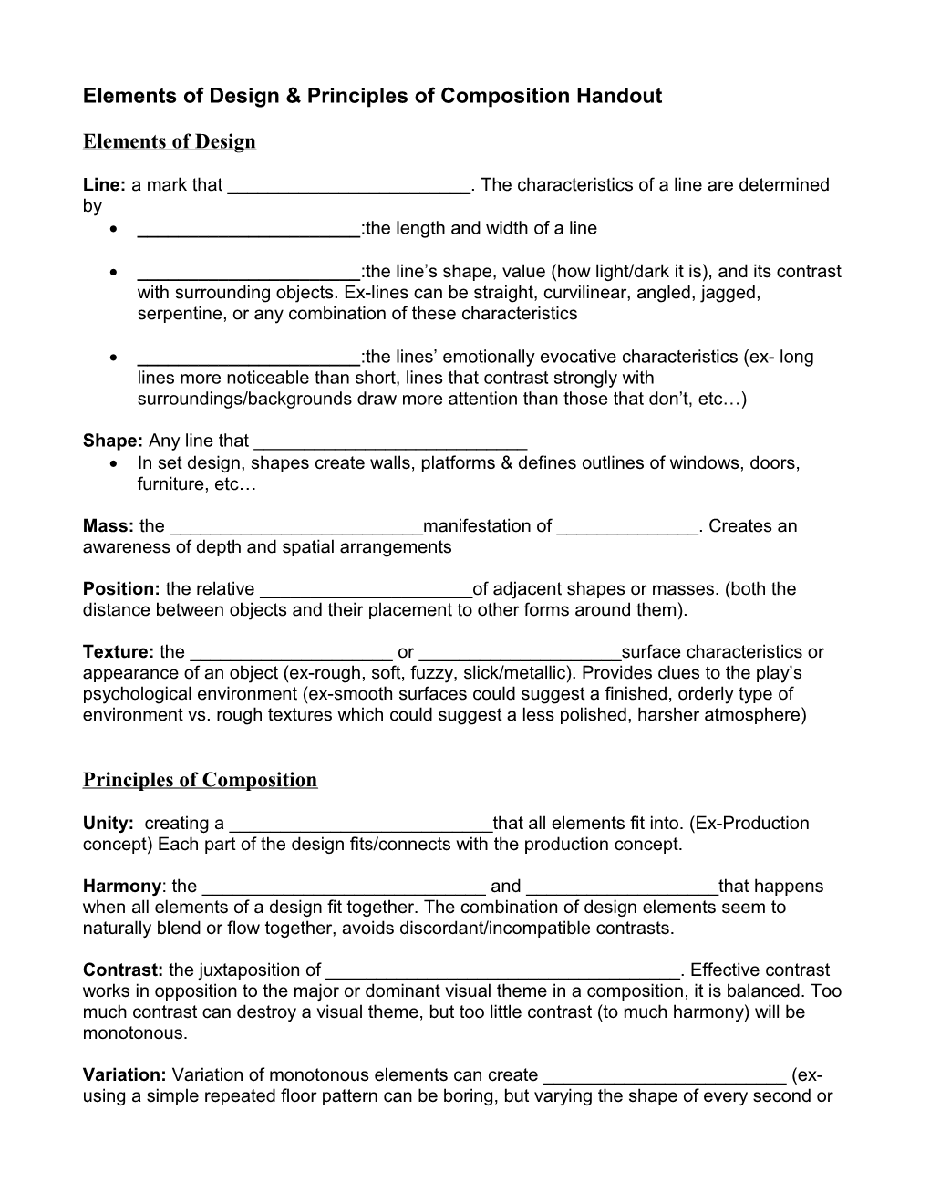 Elements of Design & Principles of Composition Handout