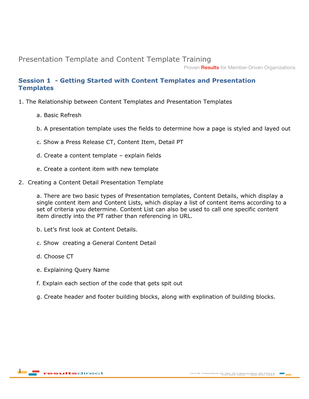 Presentation Templateand Content Template Training