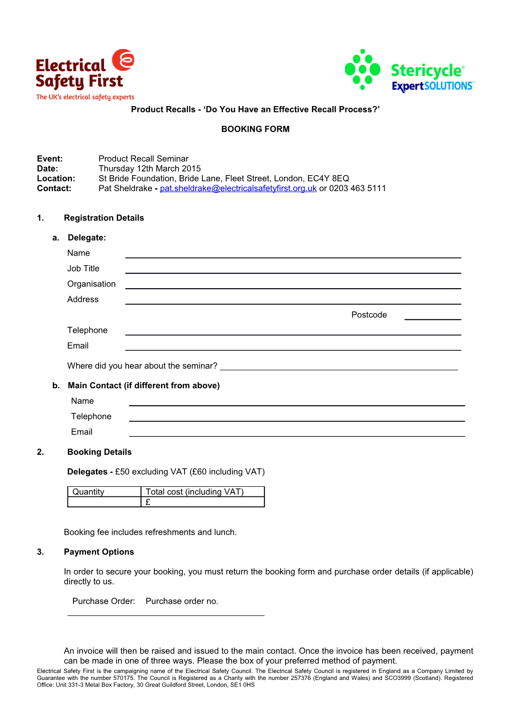 Booking Form Template