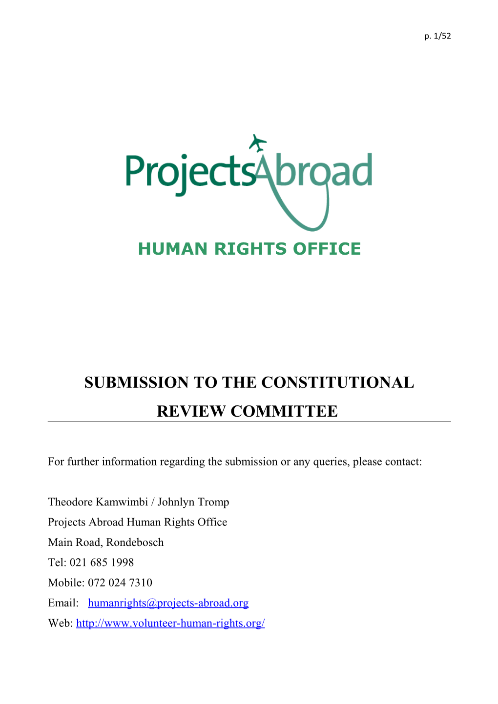Submission to the Constitutional Review Committee