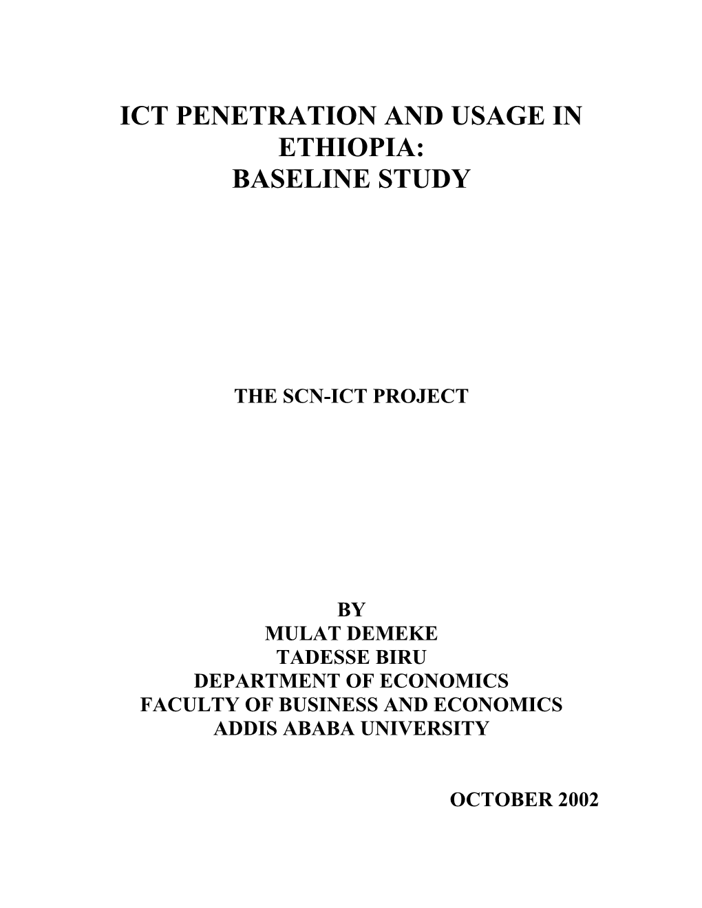 Ict Penetration and Usage in Ethiopia