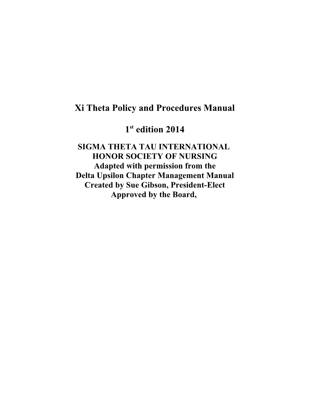 Xi Theta Policy and Procedures Manual