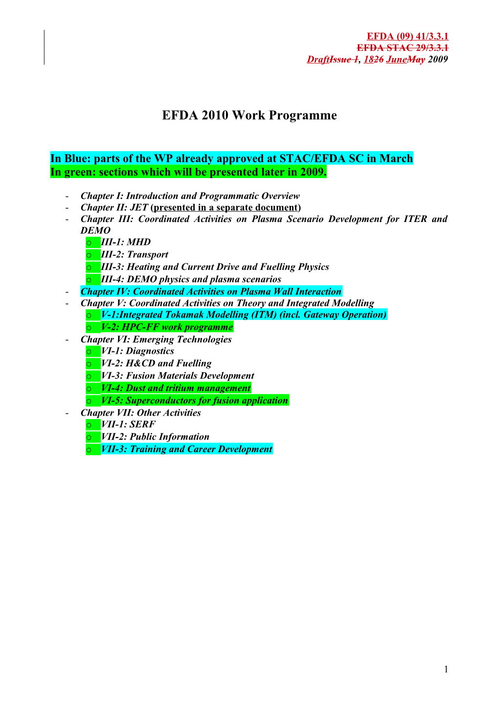 Structure of the EFDA 2010/2011 Work Programme