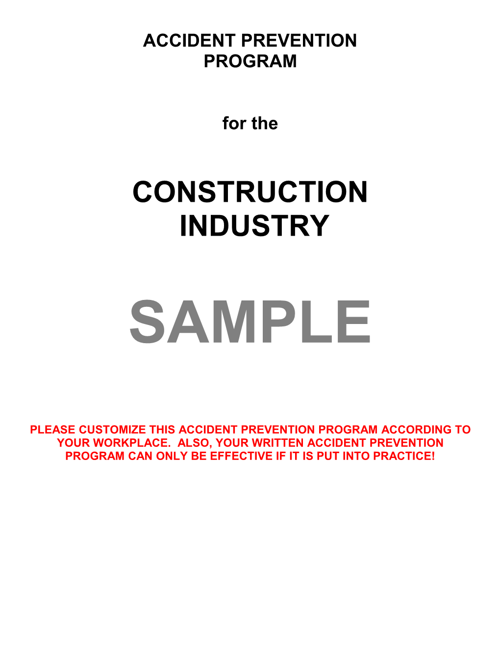 Sample Accident Prevention Program (APP) for the Construction Industry