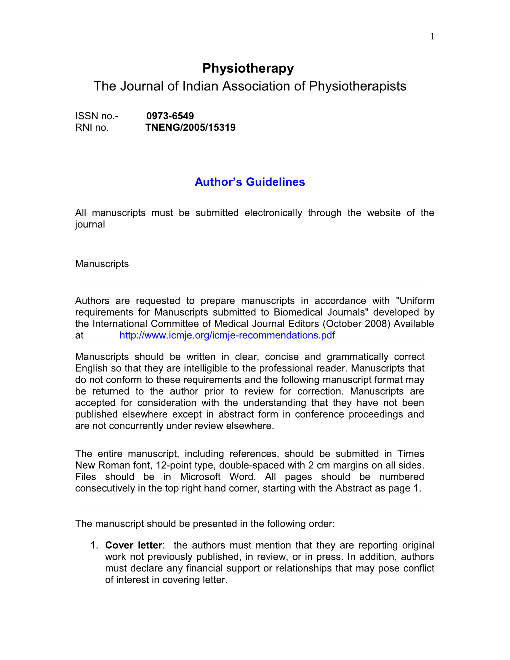 The Journal of Indian Association of Physiotherapists