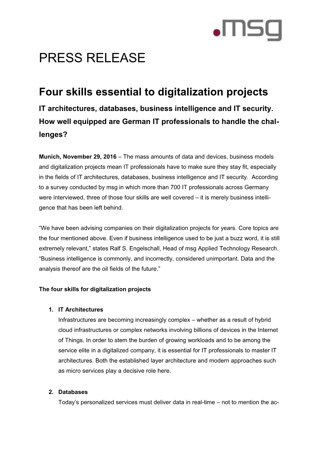 Four Skills Essential to Digitalization Projects