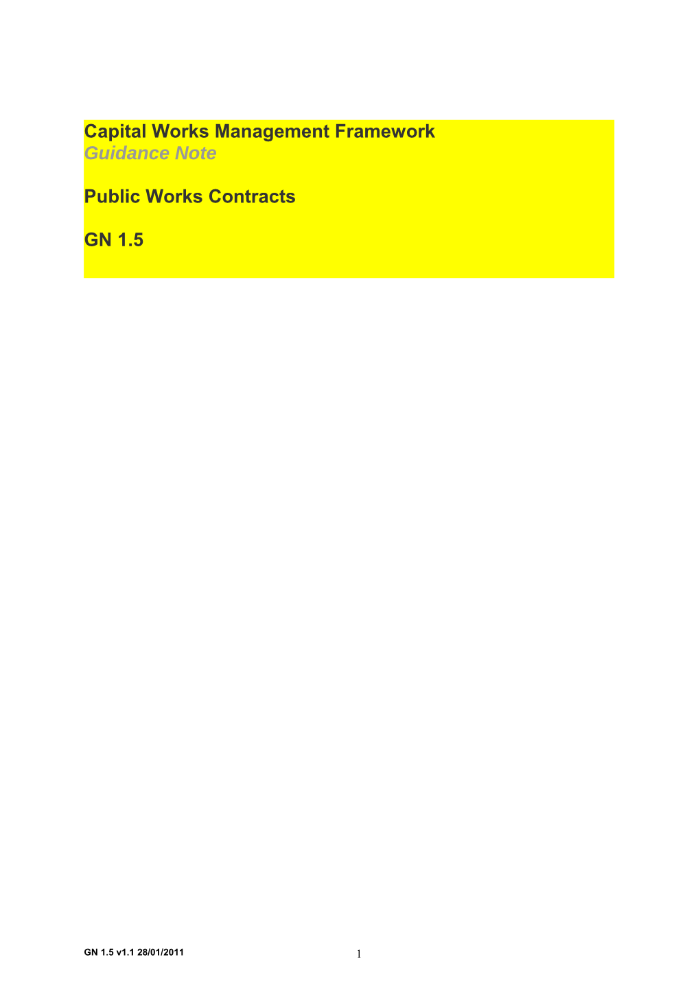 Public Works Contracts Guidance Notes