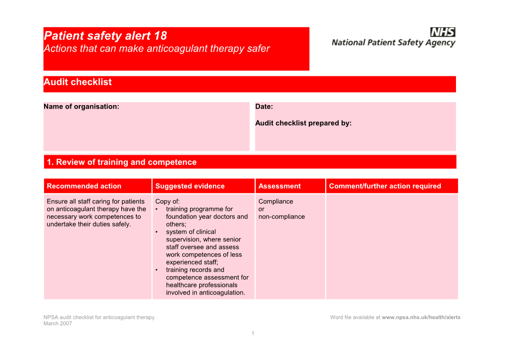 National Patient Safety Agency