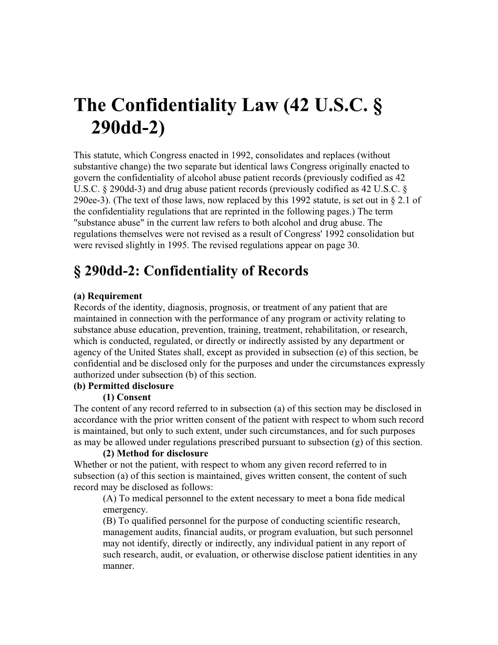 The Confidentiality Law (42 U