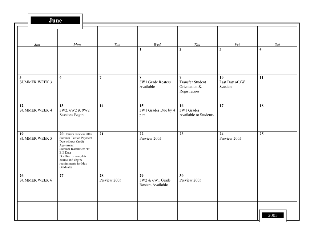 2005 Summer Term Withdrawals