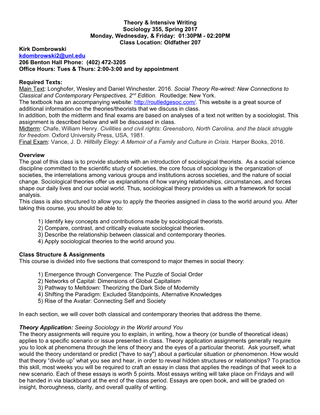 Syllabus Spring 2014 Senior Seminar Section 1 FINAL