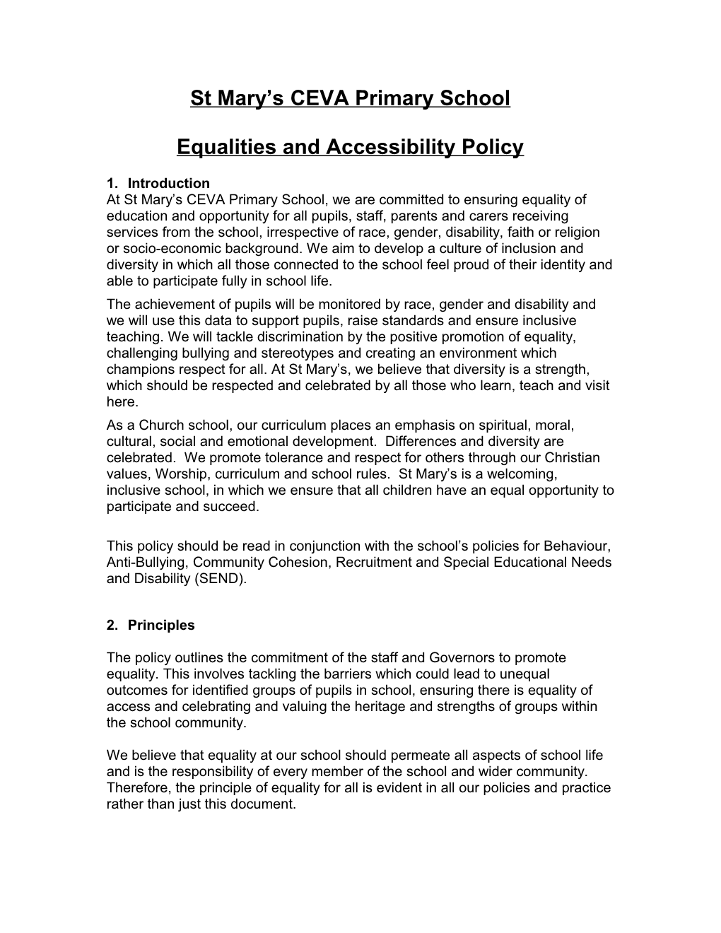 Equalities and Accessibility Policy