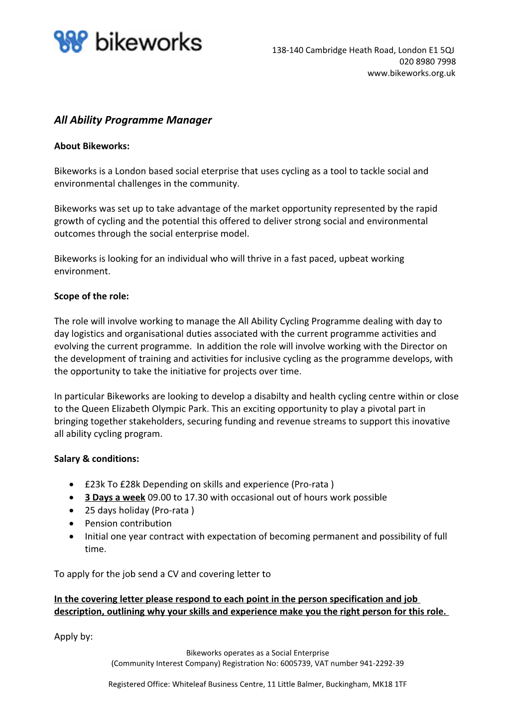All Ability Programme Manager