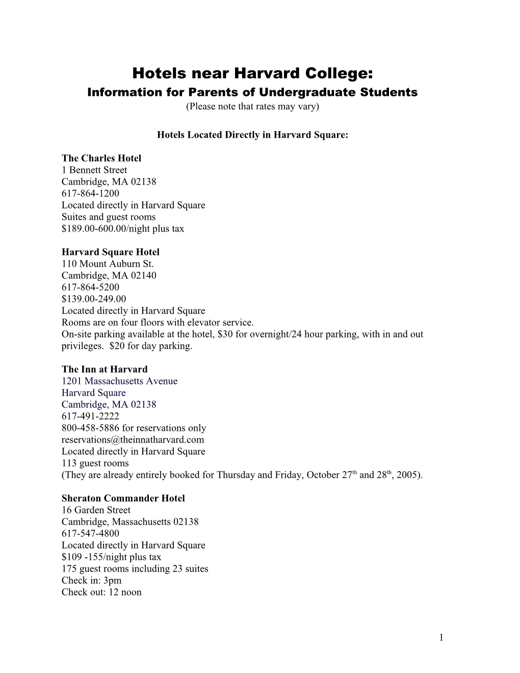 Information for Parents of Undergraduate Students