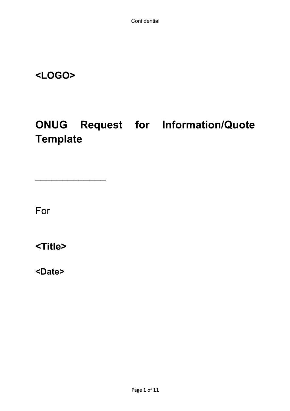 ONUG Request for Information/Quotetemplate
