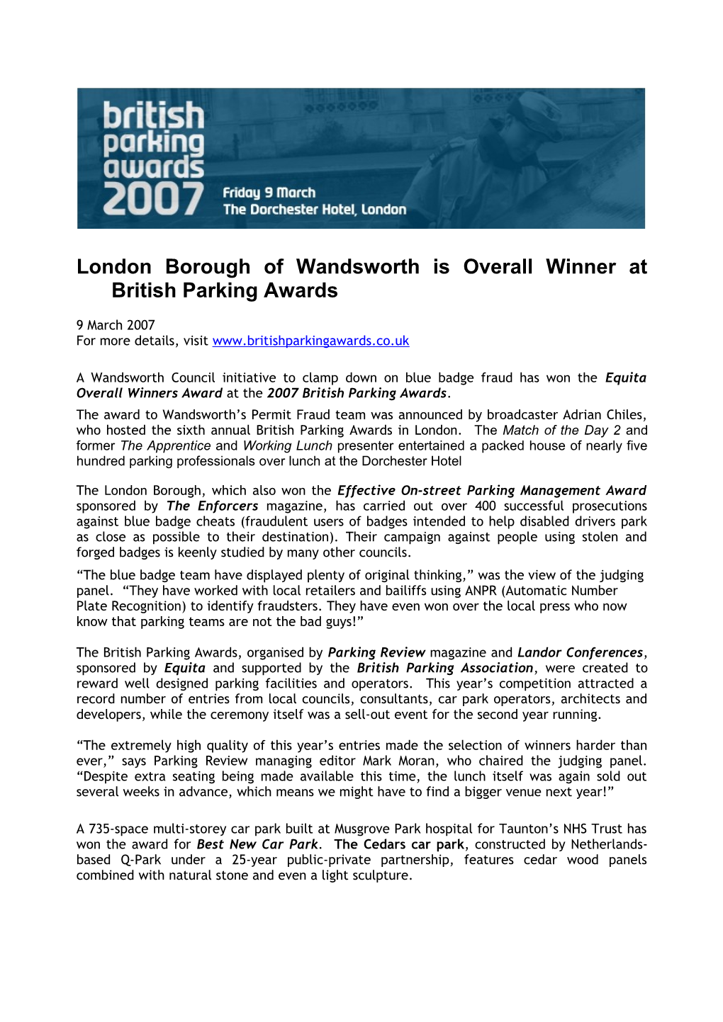 Richard Hammond to Present British Parking Awards