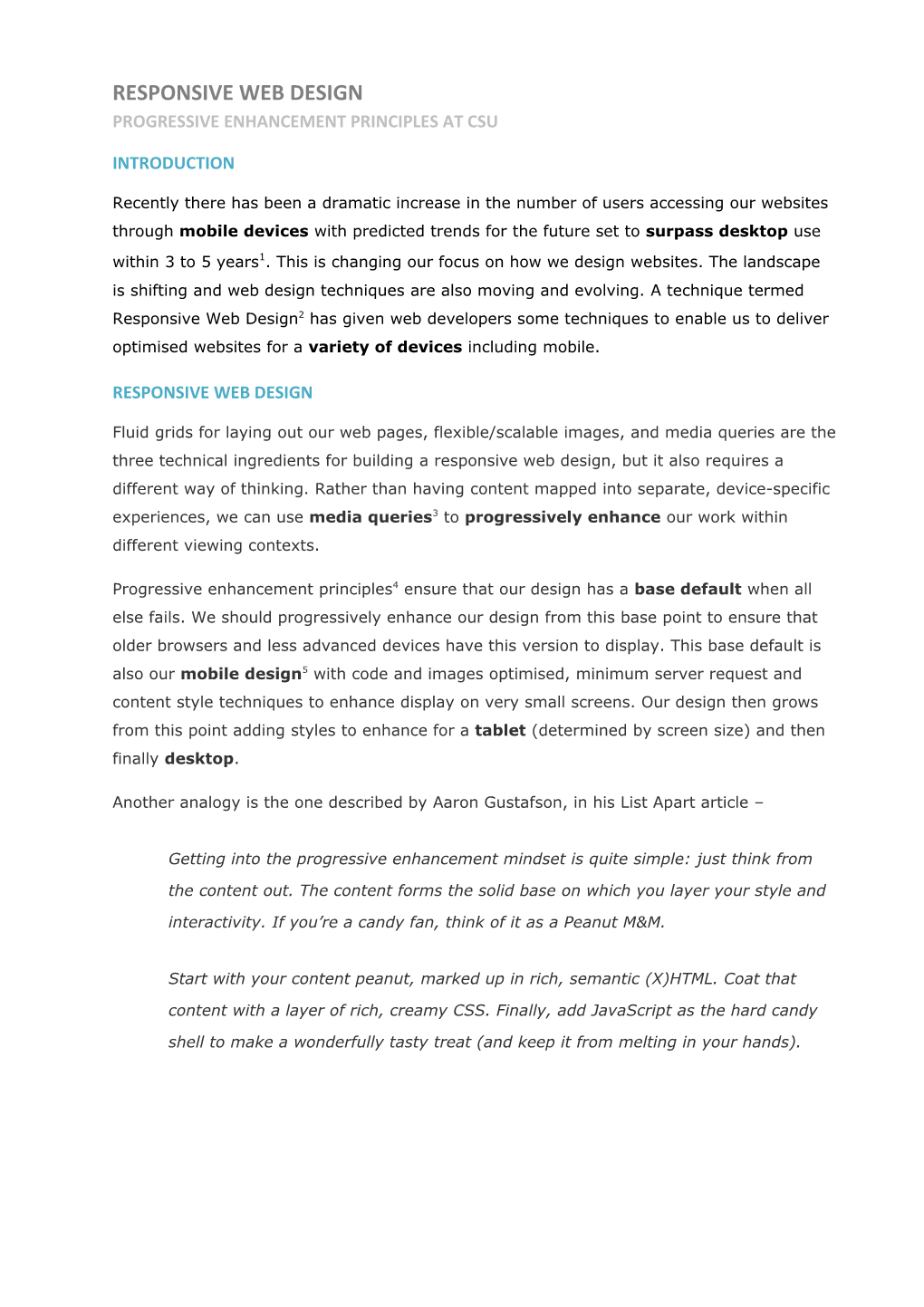 Responsive Web Design Progressive Enhancement Principles at Csu