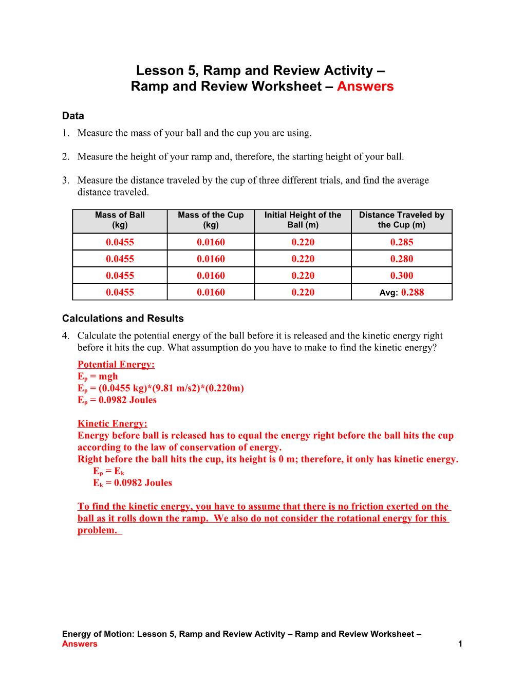 Ramp and Review High School Worksheet