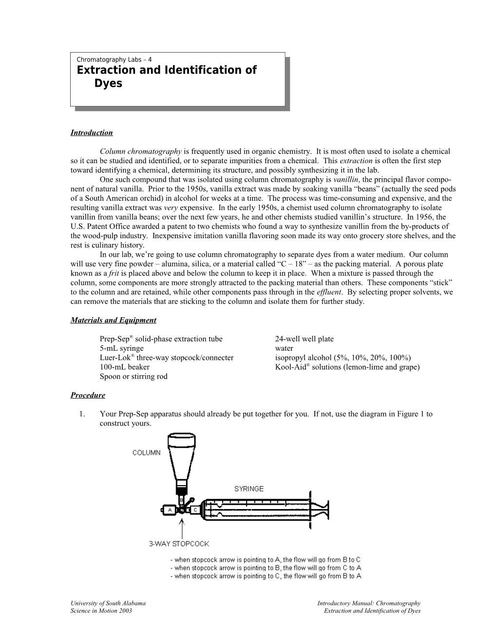 Chromatography 4 Extraction and Identification of Dyes 3