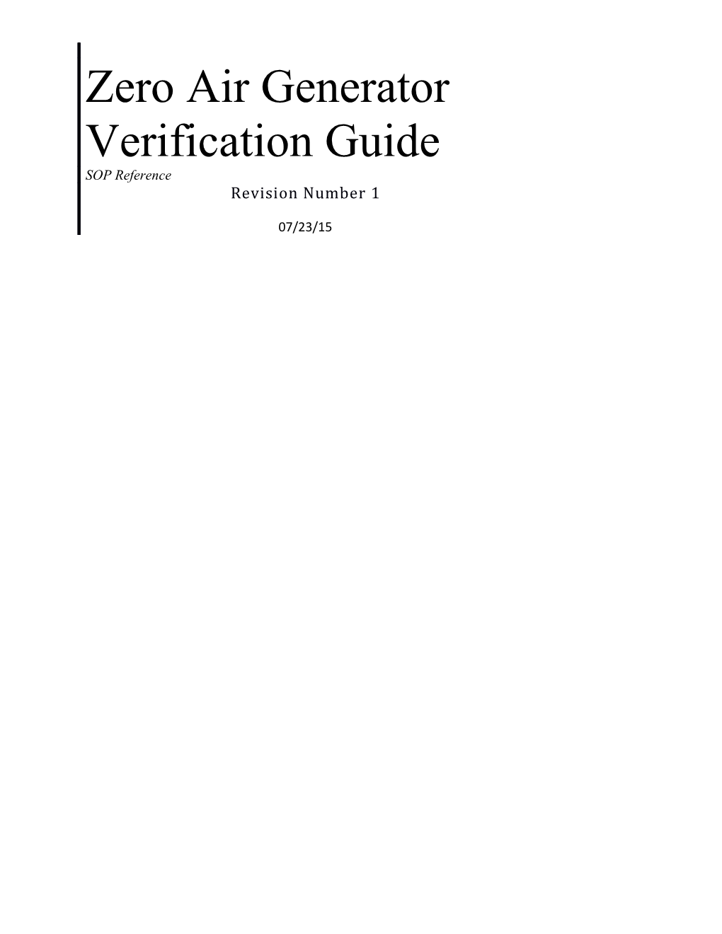 Zero Air Generator Verification Guide