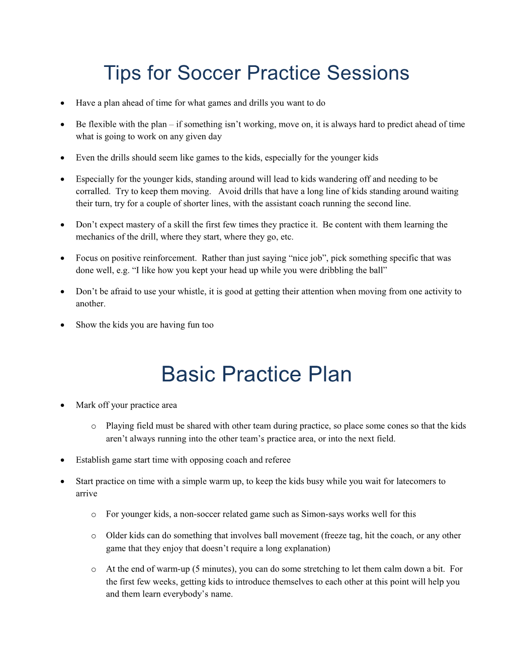 Tips for Soccer Practice Sessions