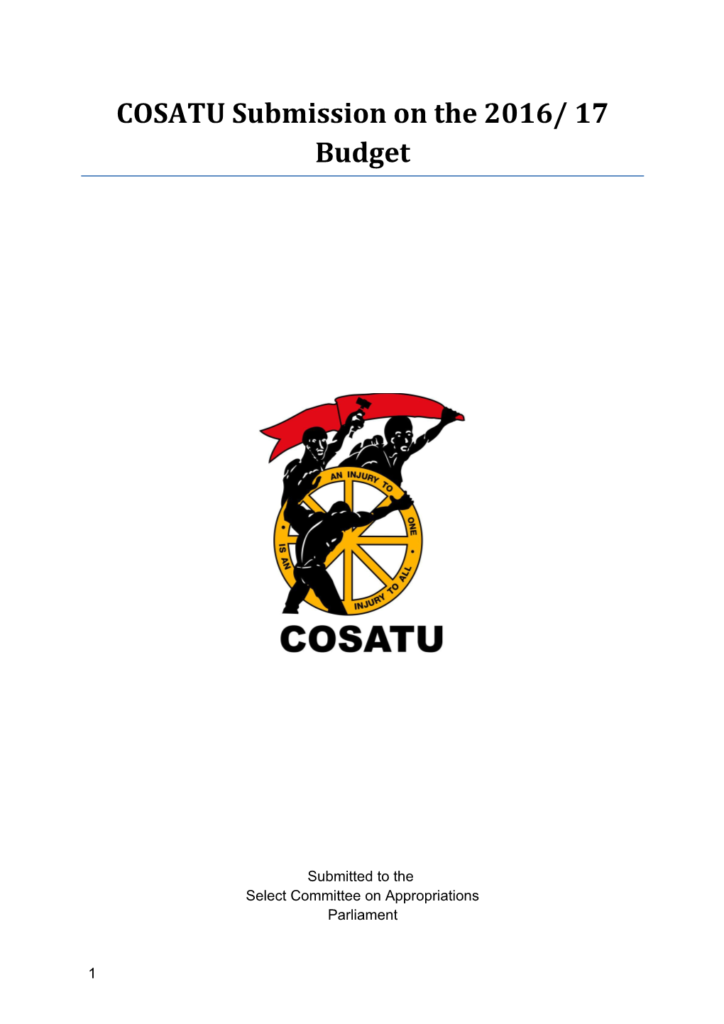 COSATU Submission on the 2016/ 17 Budget
