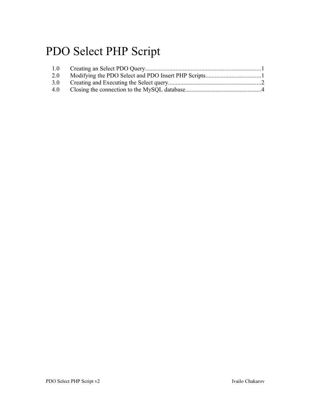 2.0Modifying the PDO Select and PDO Insert PHP Scripts