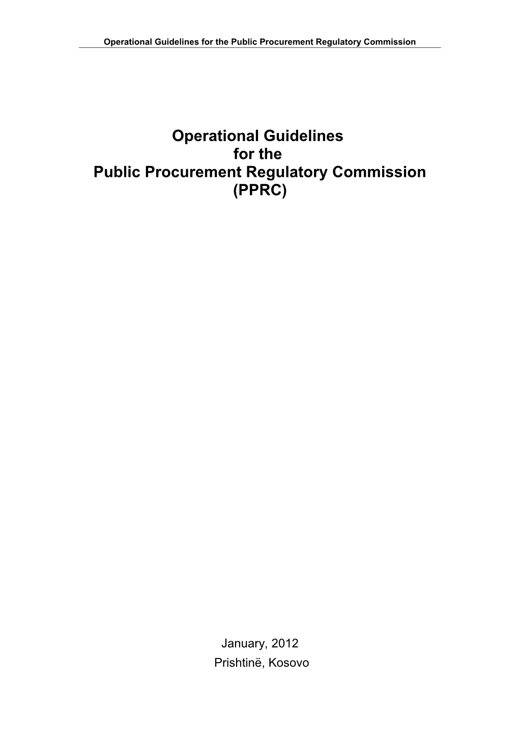 Operational Guidelines for the Public Procurement Regulatory Commission