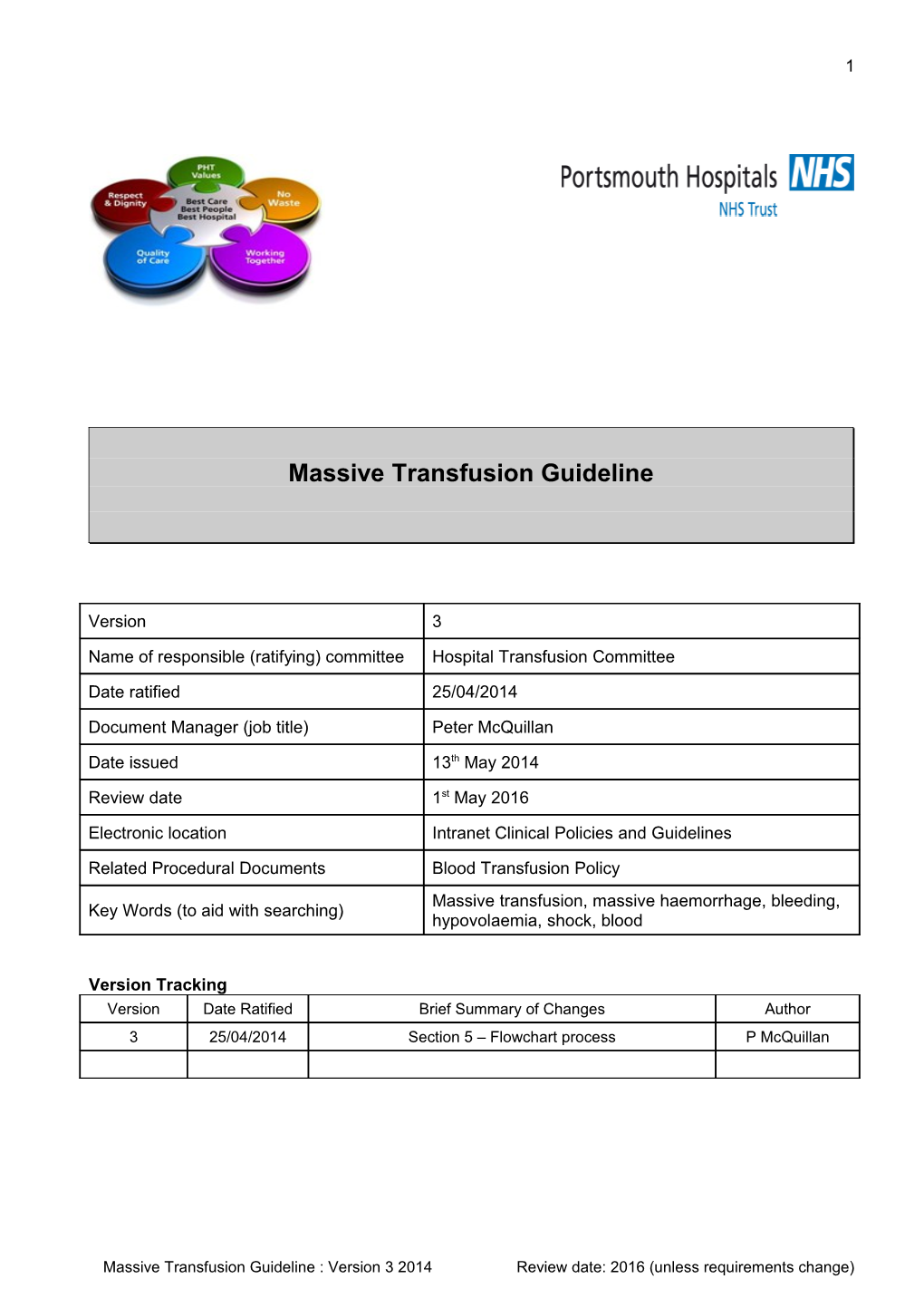 Massive Transfusion Guideline