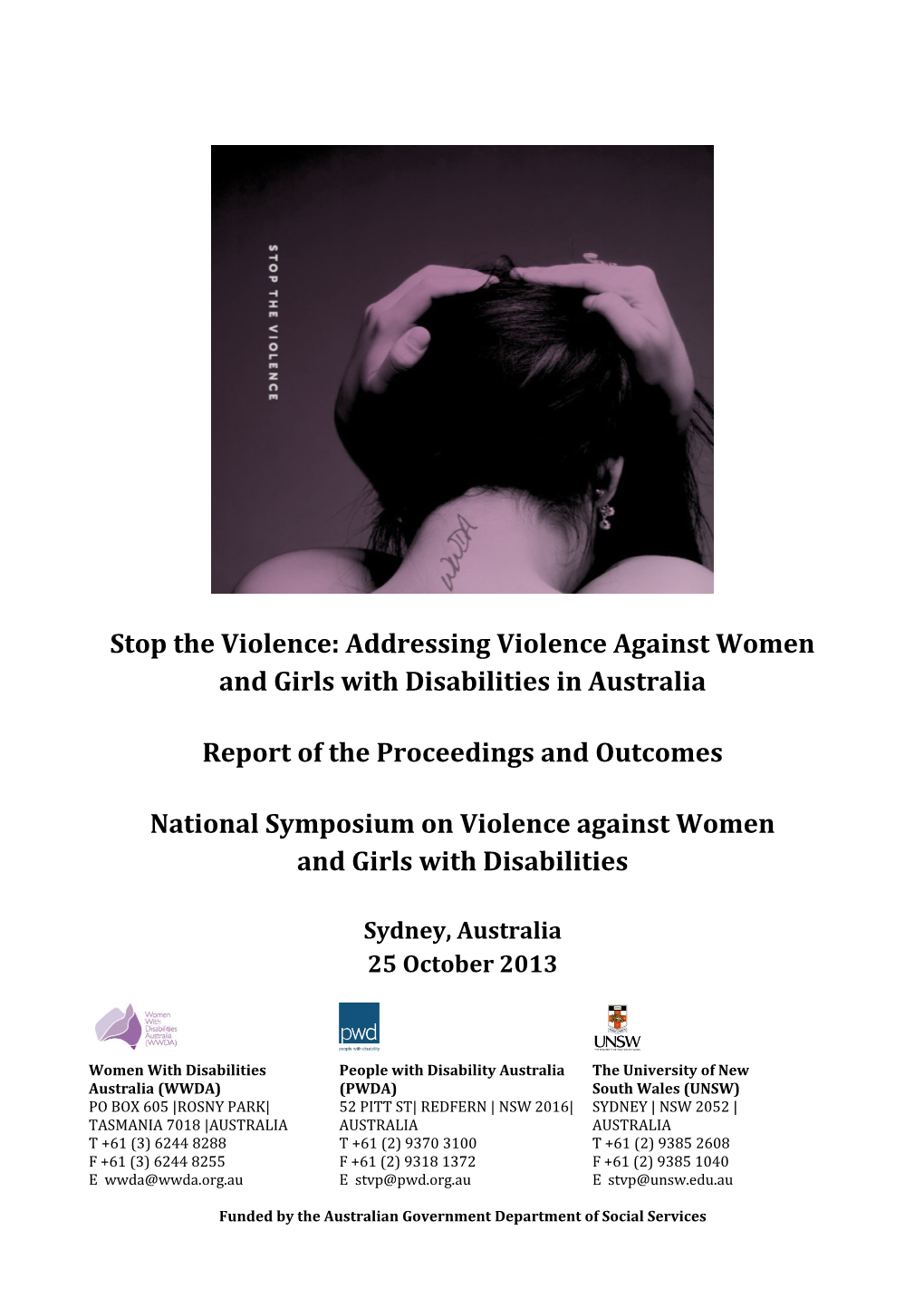 Stop the Violence: Addressing Violence Against Women and Girls with Disabilities in Australia